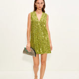 Beaded Lune Clutch in Dirty Martini