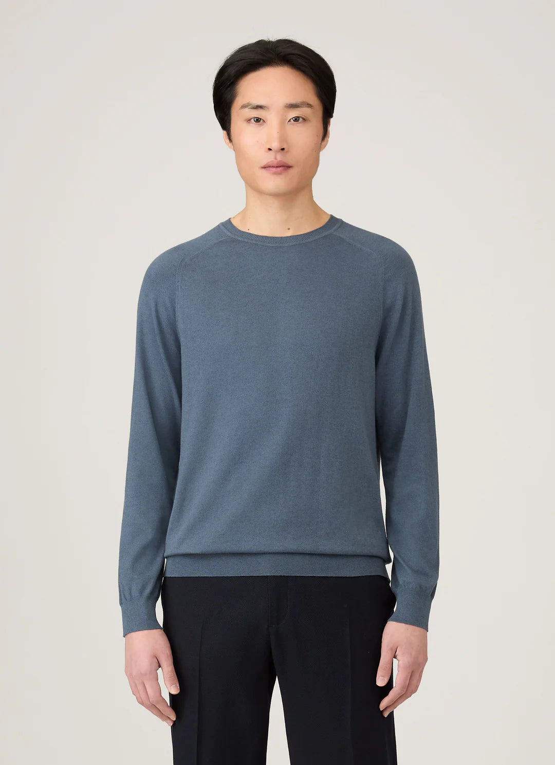 Sea Island Cashmere Crew in Slate Blue