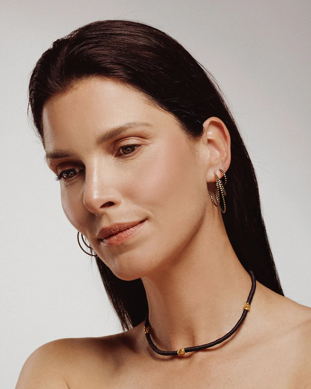 Baoli Flow earring Hoops - Slim - Black Chevron