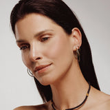 Mini Baoli Flow Hoops in Black Chevron