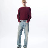 Long Sleeve Waffle Tee in Burgundy