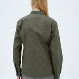 Washed Finx Twill Slim Shirt in Dark Olive