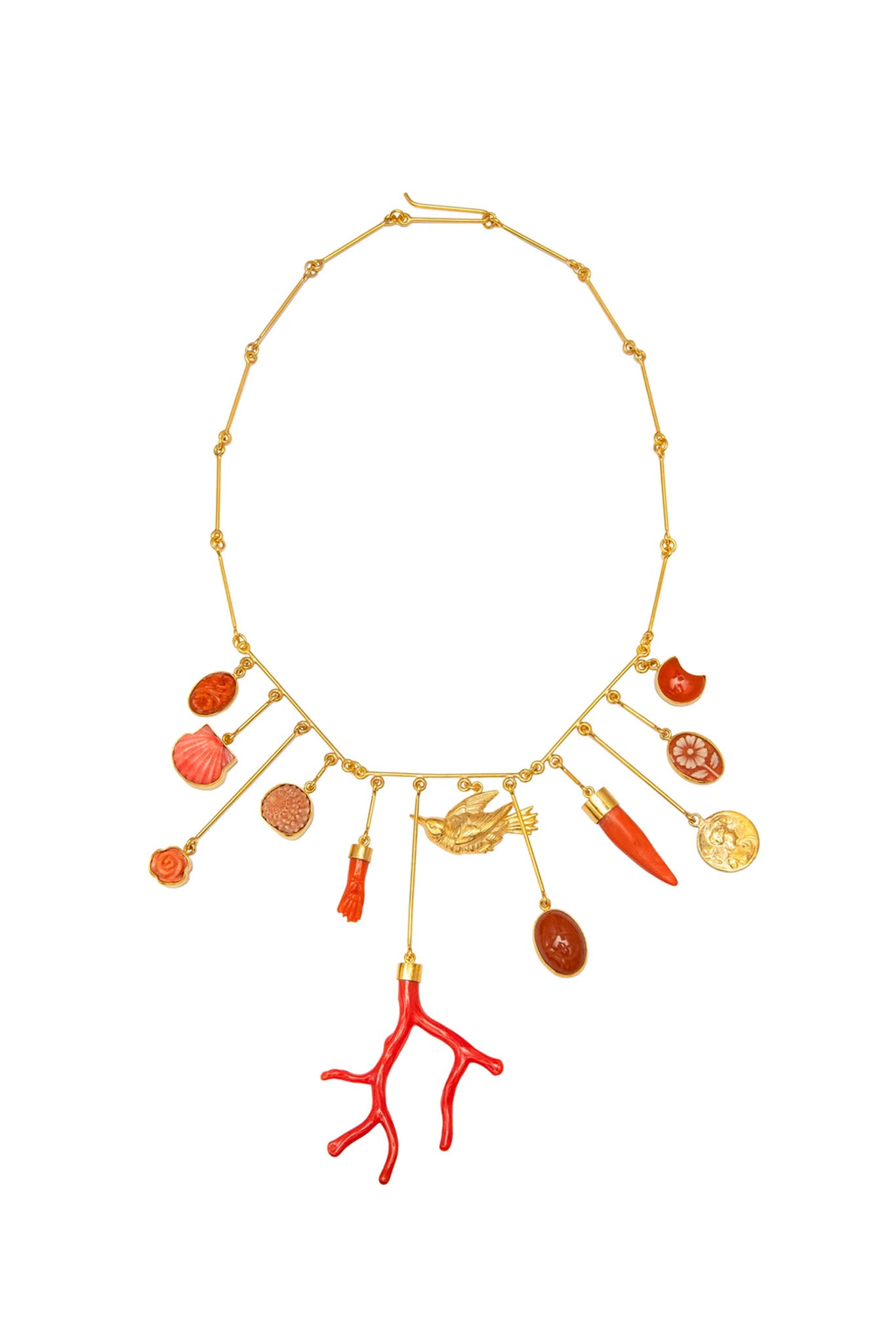 Coral Wire Charm Necklace