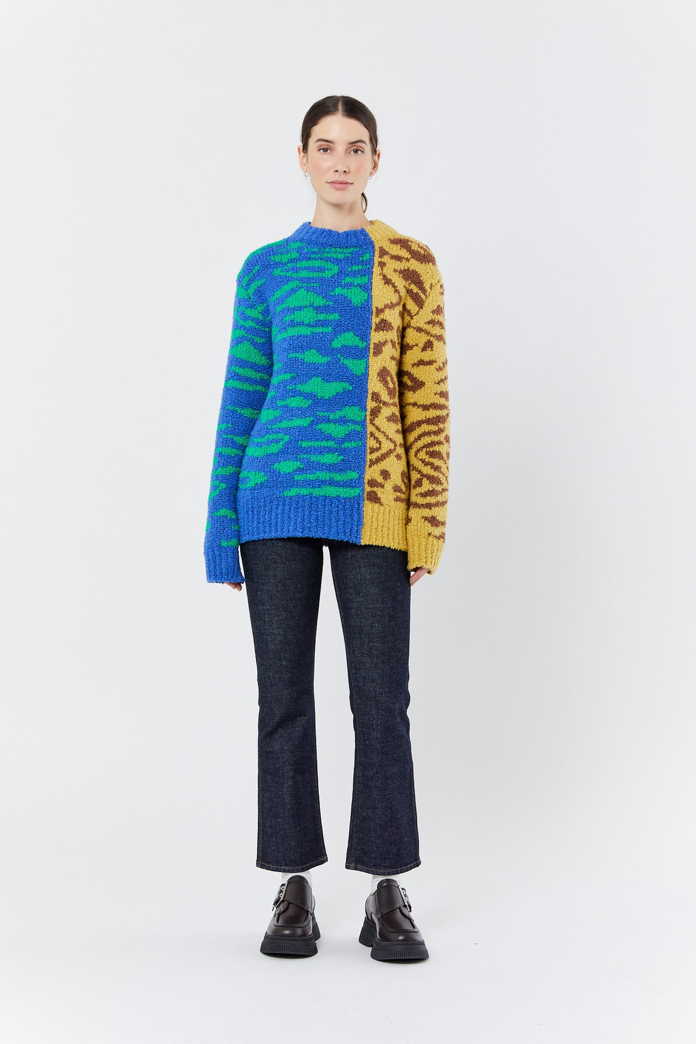 Tiger Color Block Crewneck Sweater