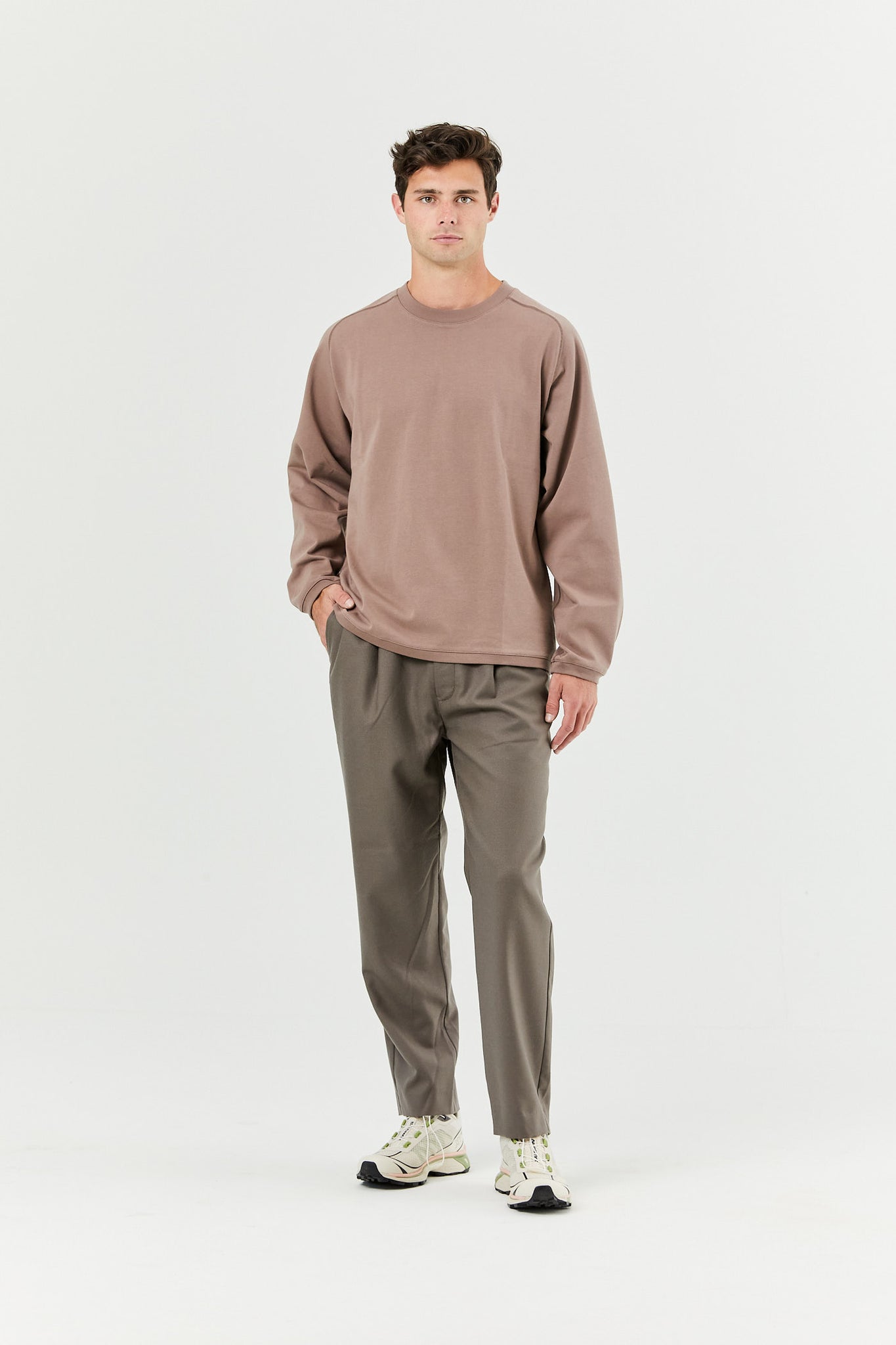 Greige Relaxed Wool Pants