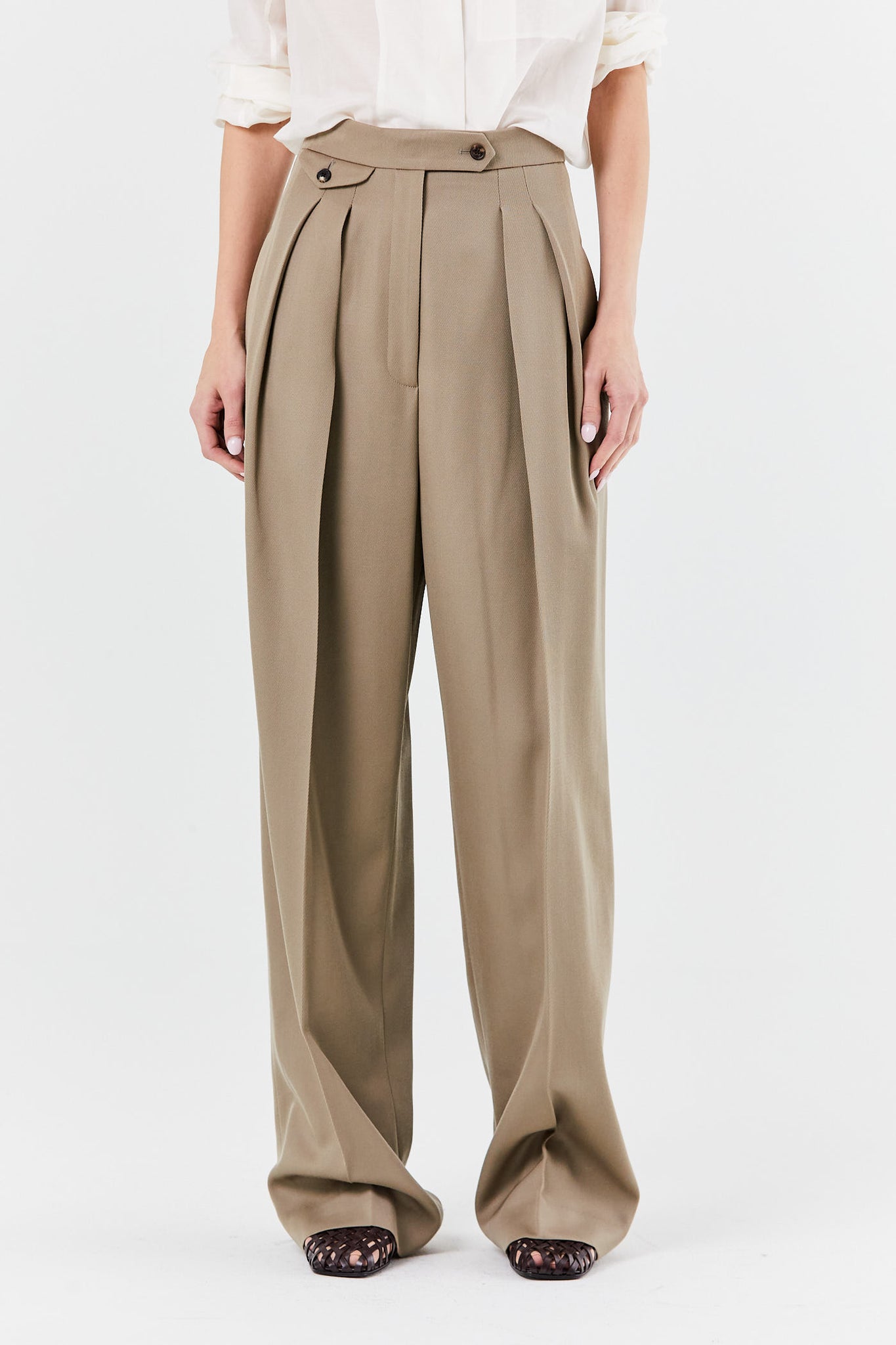 The Row, Marcellita Pleated Wool And Mohair-blend Piqué Wide-leg Pants, Black, US0,US2,US4,US6,US8,US10,US12,US14
