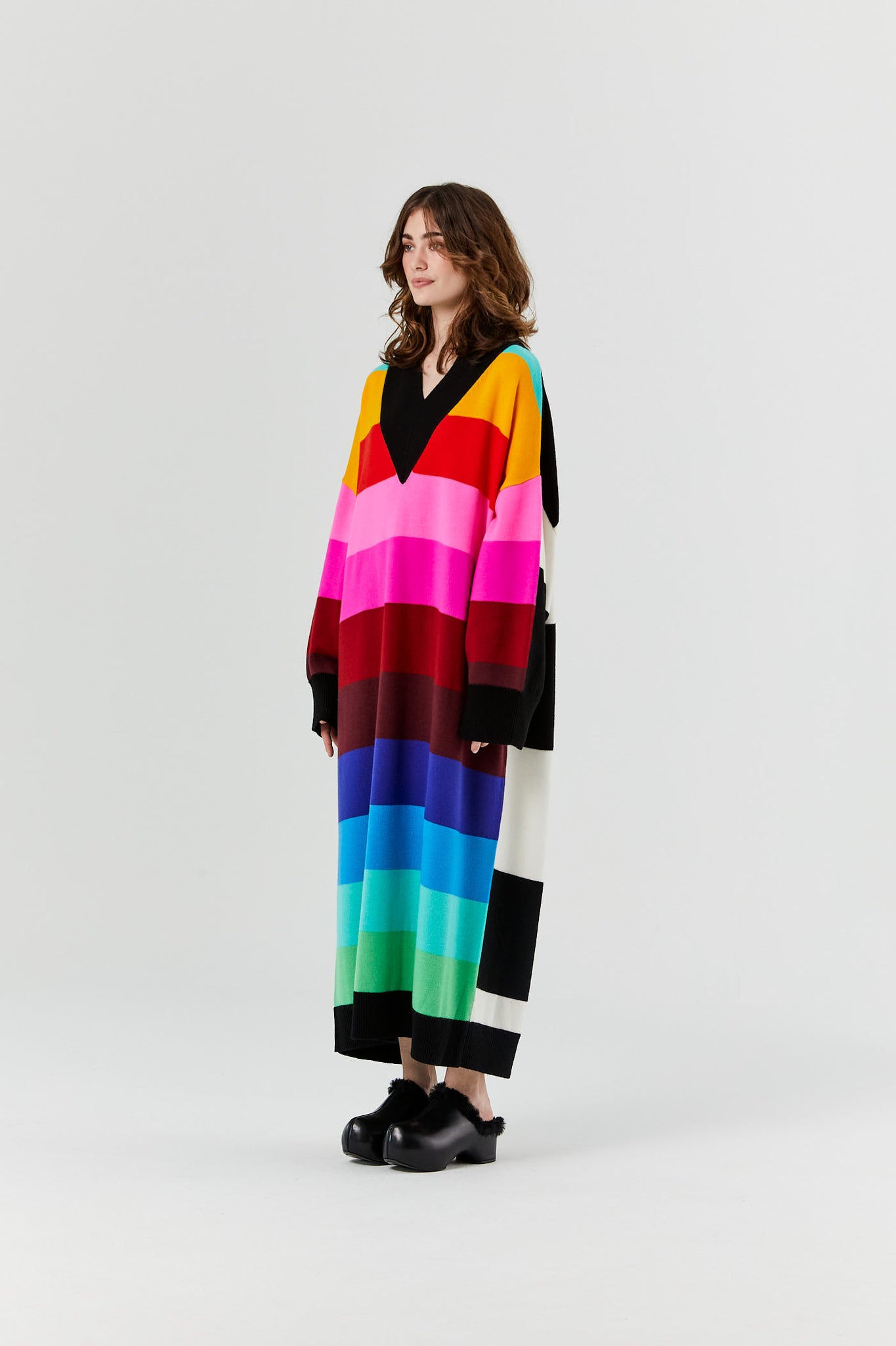 Rainbow Oversized Striped Sweater Dress