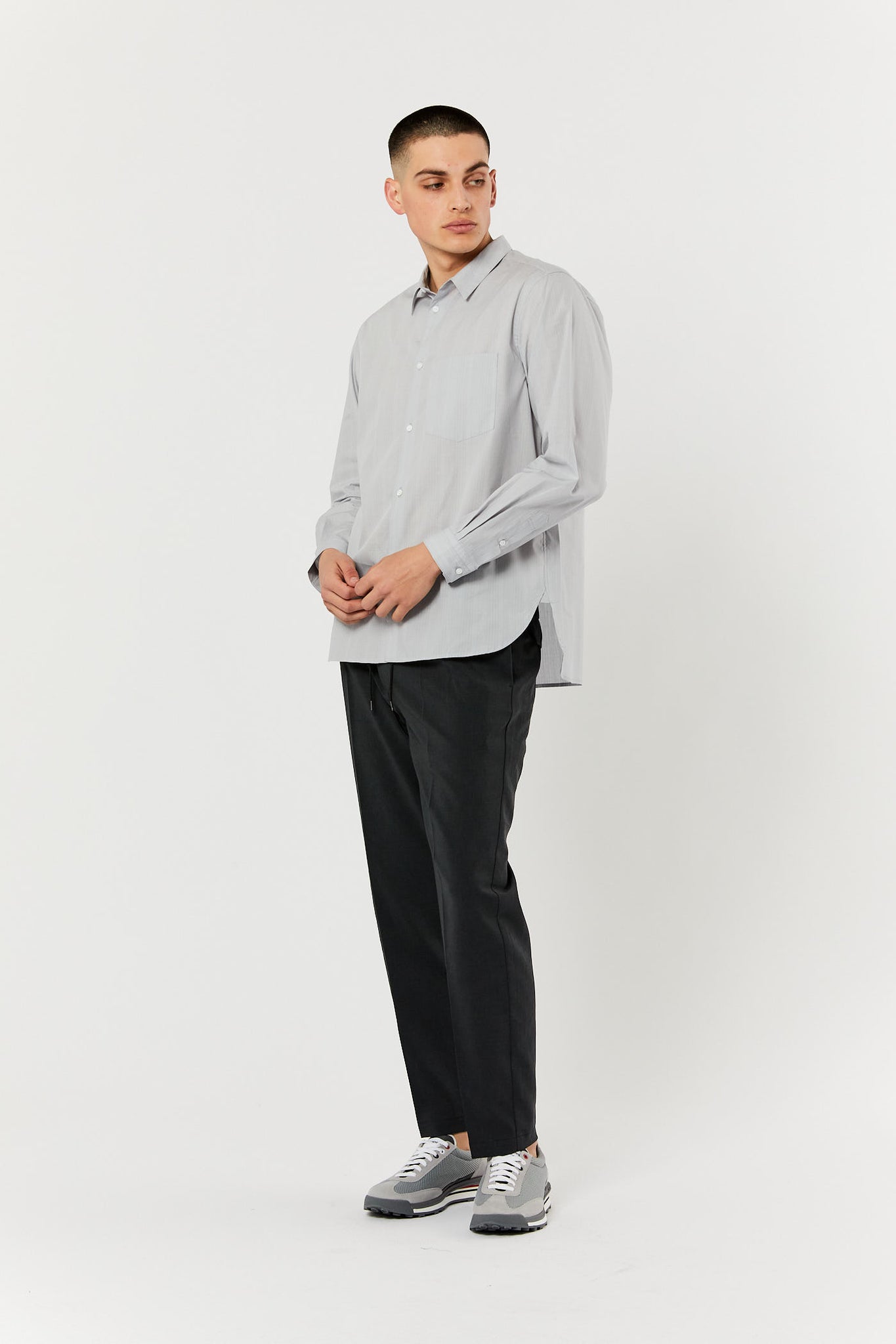 Grey Stripe Collar Shirt