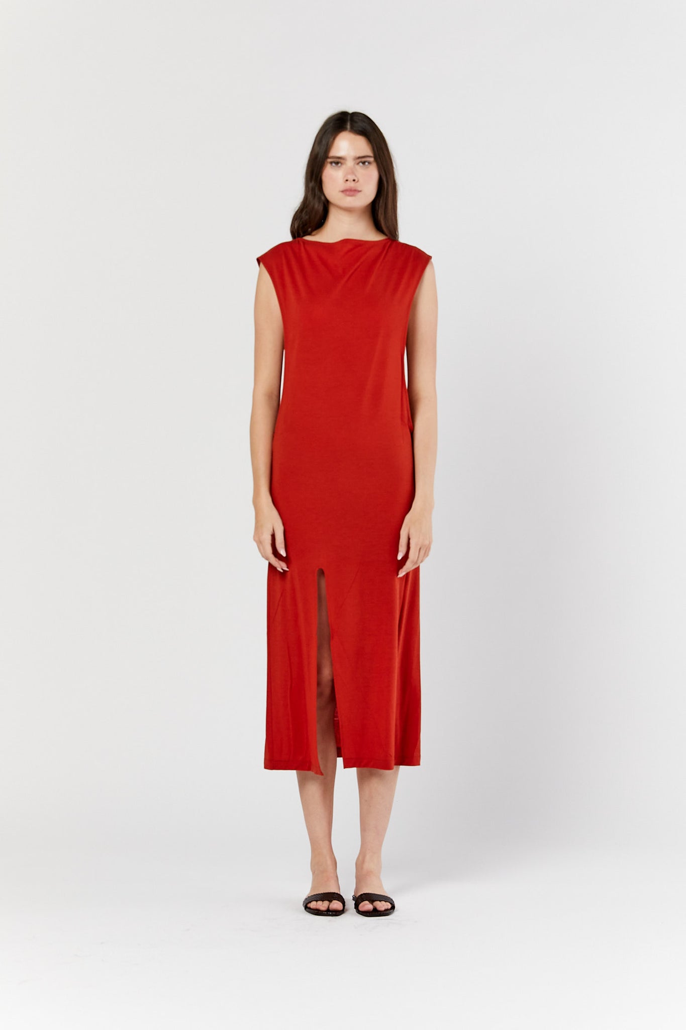 Red Soft Wool Jersey Dress