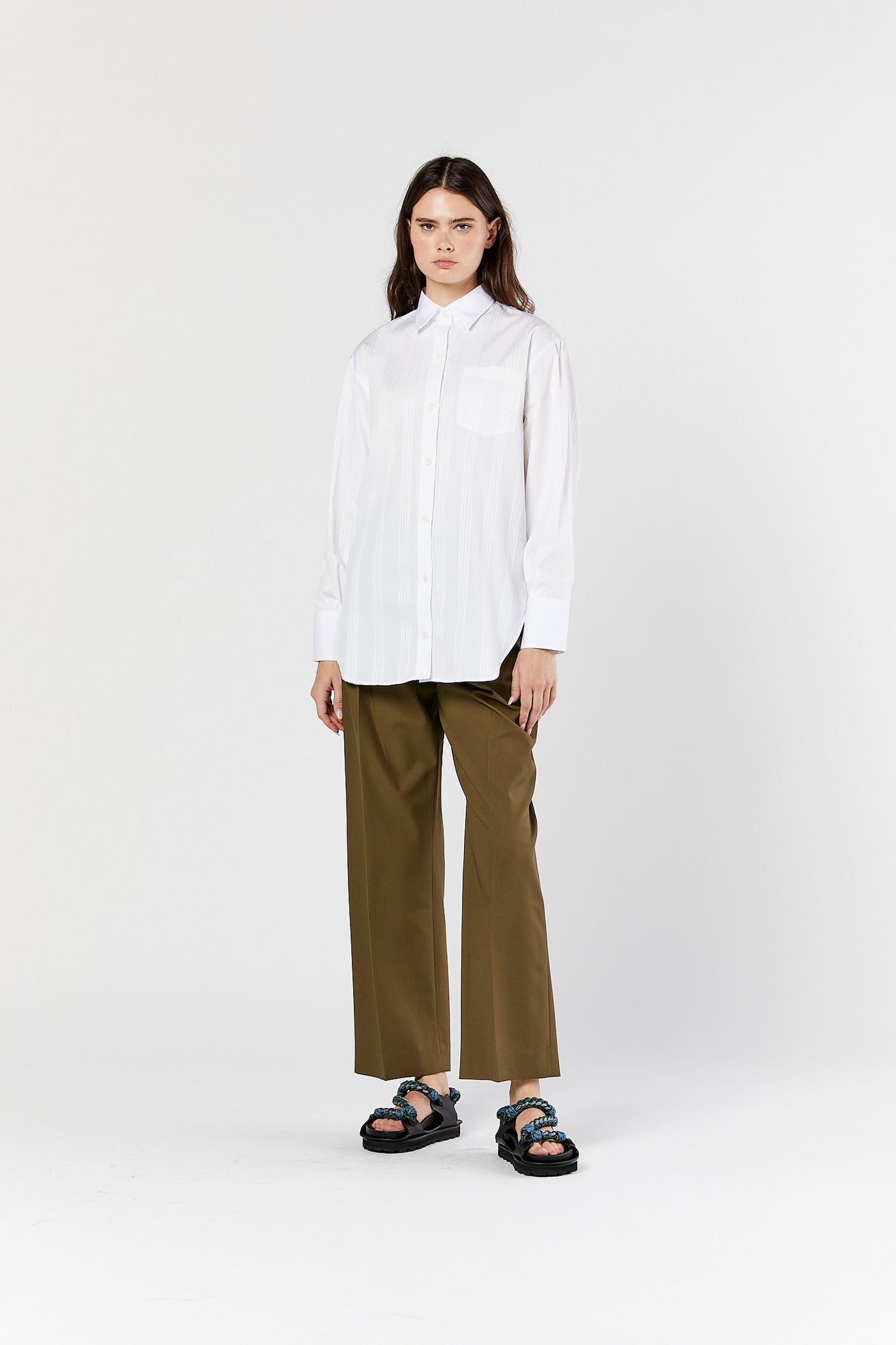 Loden Green Mid Rise Pleat Front Pant