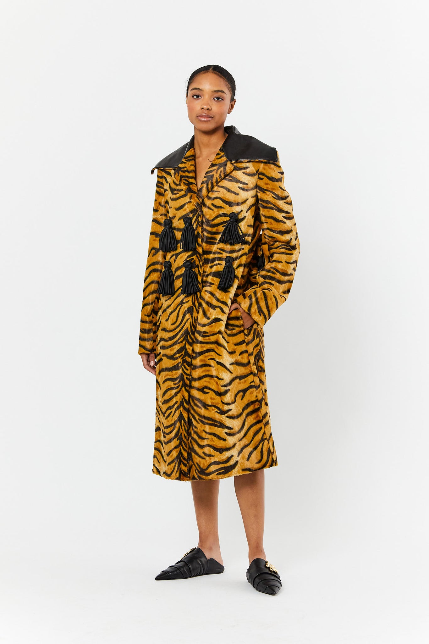 Long Tiger Print Coat
