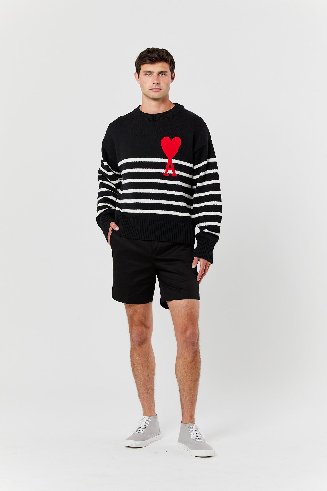 Black and White Adc Striped Sweater