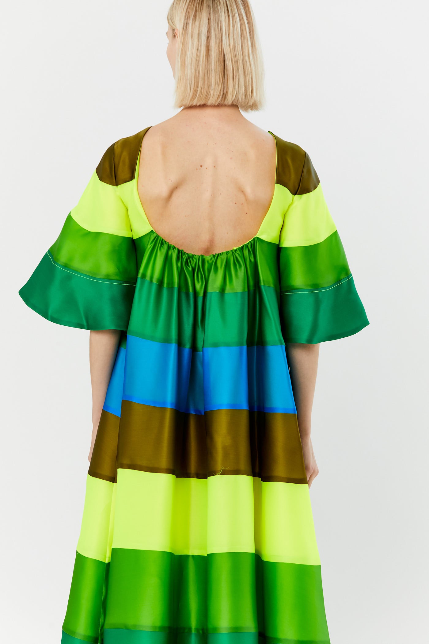 Color Block Open Back Opera Gown