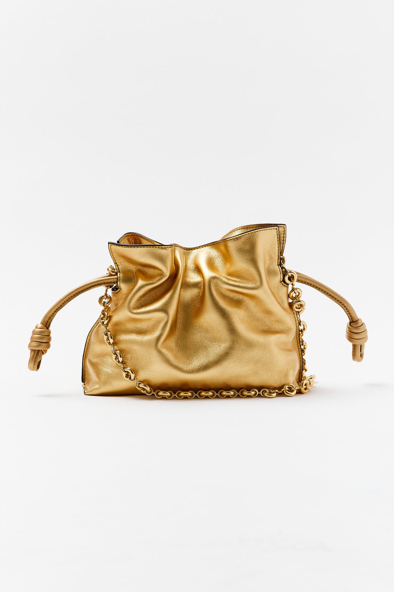 Gold Mini Flamenco Leather Clutch