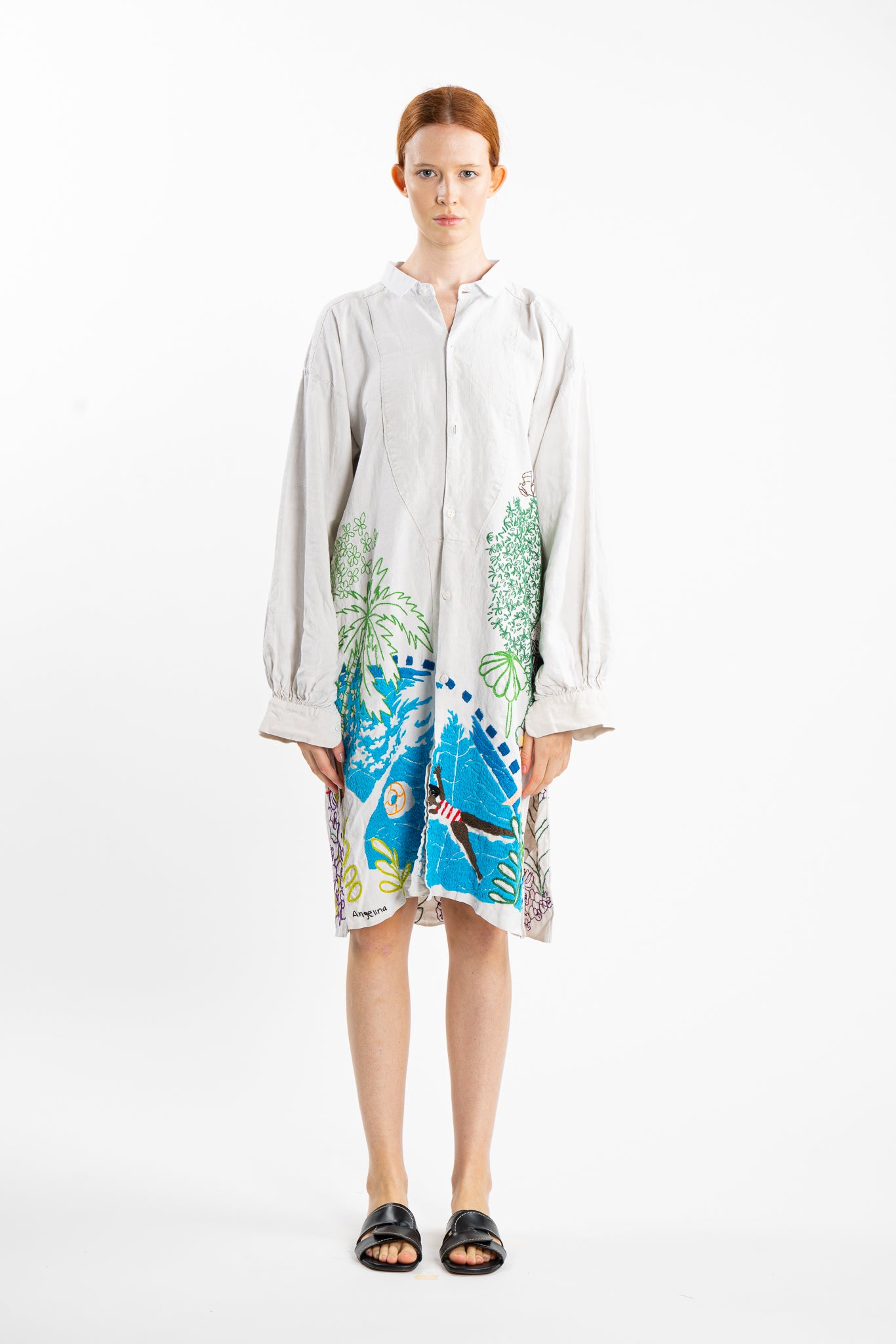 Off White Gentle Embroidered Pool Coat