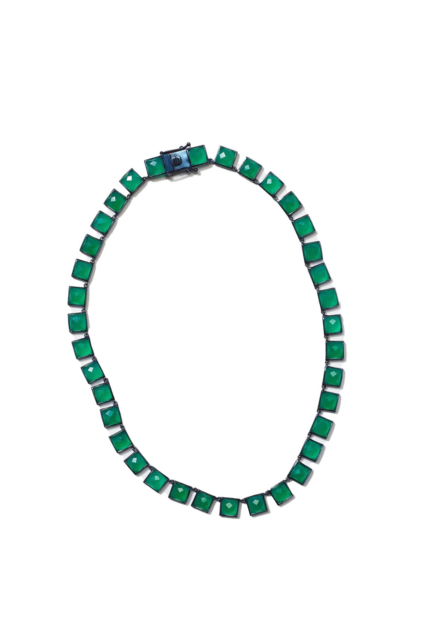 Green Onyx Large Tile Rivière Necklace