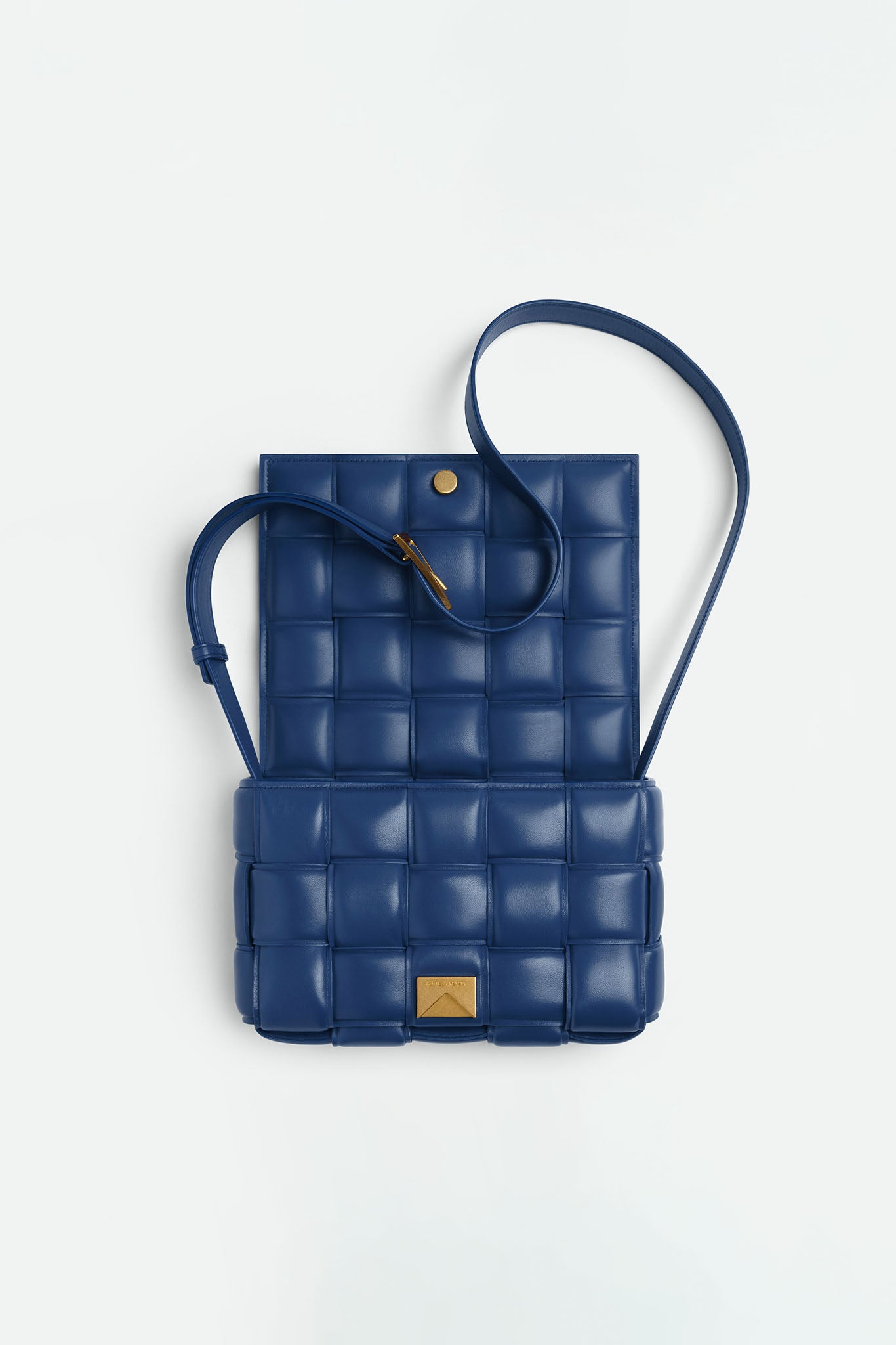 BOTTEGA VENETA: Padded Cassette woven Nappa leather bag - Blue  Bottega  Veneta crossbody bags 591970VCQR1 online at