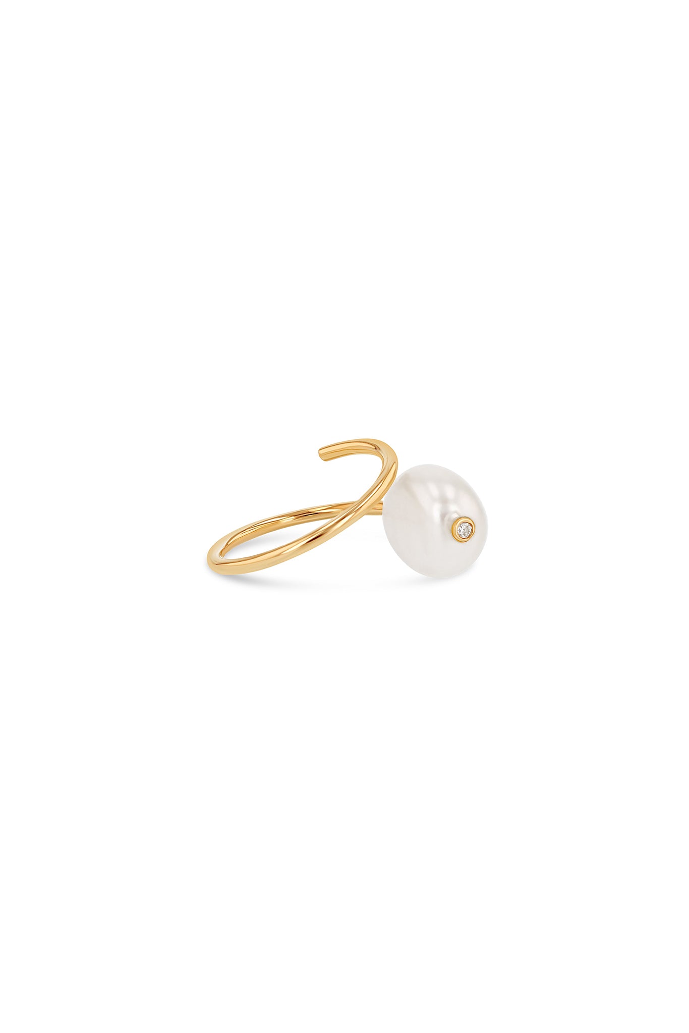 14k Gold Pearl Coil Ring